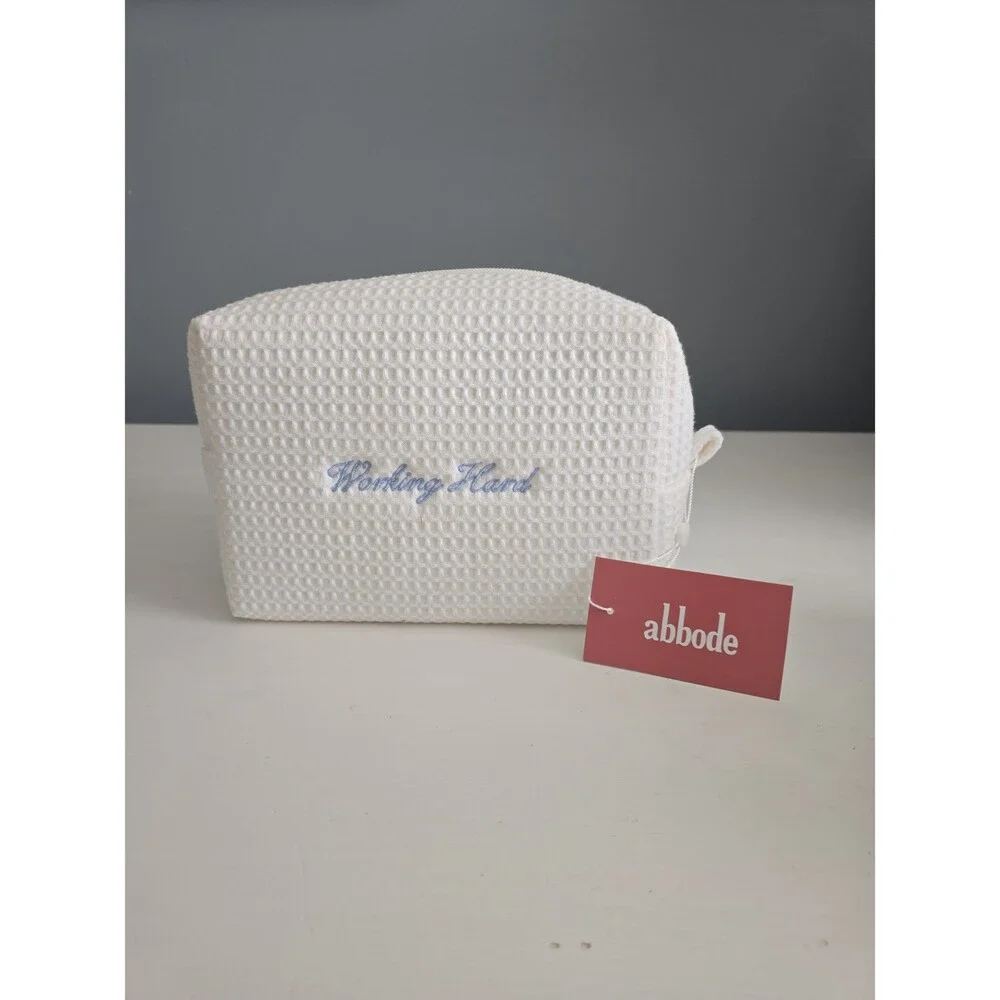 Abbode White Waffle Cosmetic Bag